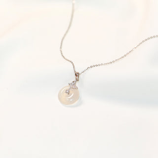 White Moonstone Donut Pendant Necklace in Sterling Silver