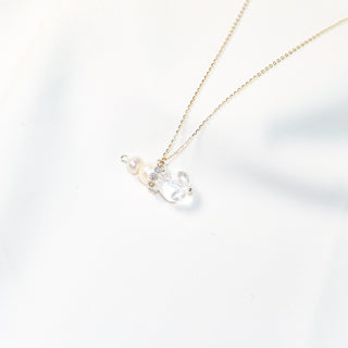 Sterling Silver Brazilian Clear Quartz Bottle & Pearl Necklace