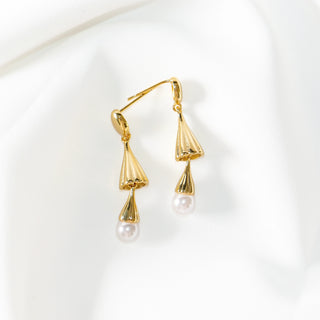 Gold Pearl Drop Earrings - S925 Silver Studs