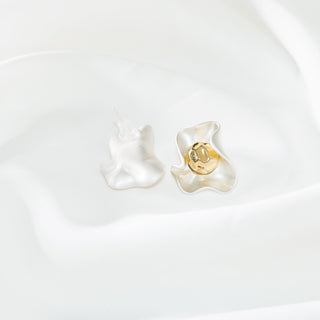 Matte Silver & Gold Petal Stud Earrings - S925 Sterling Silver