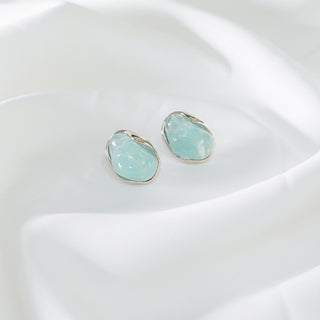 Mint Blue Stud Earrings 925 Sterling Silver