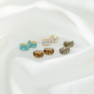 Crystal C-Ring Stud Earrings 925 Silver Post