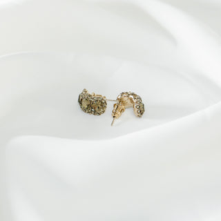 Crystal C-Ring Stud Earrings 925 Silver Post