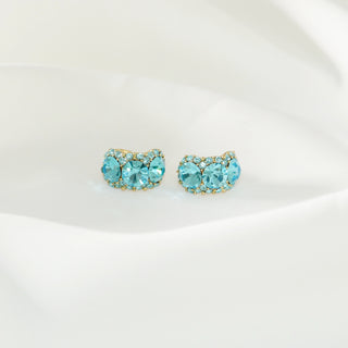 Crystal C-Ring Stud Earrings 925 Silver Post