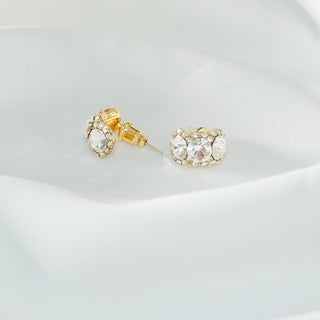 Crystal C-Ring Stud Earrings 925 Silver Post