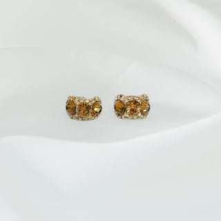 Crystal C-Ring Stud Earrings 925 Silver Post