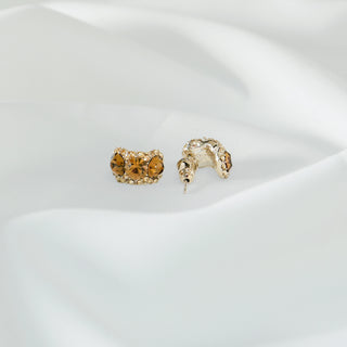 Crystal C-Ring Stud Earrings 925 Silver Post