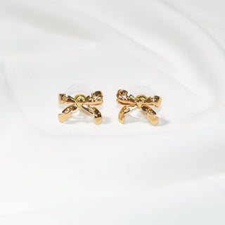 Gold Bow Stud Earrings for Women, 925 Sterling Silver Post, Minimalist Cute Ribbon Knot Earrings, Elegant Gift Jewelry