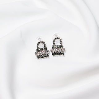 Vintage Crystal Handbag Earrings – Rhinestone Statement Stud Drop Earrings for Women