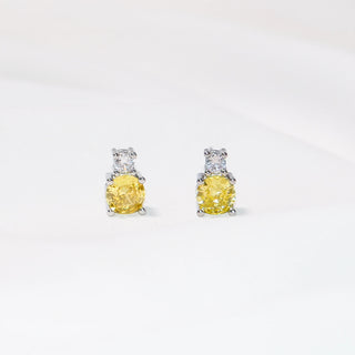 925 Sterling Silver Yellow Crystal Stud Earrings Square CZ Minimalist Elegant Gift for Women
