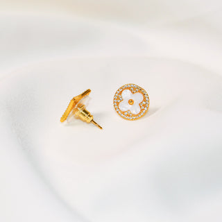 Mismatched Mother-of-Pearl Geometric Floral Stud Earrings