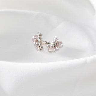 Lavender Faux Pearl & Cubic Zirconia Ear Climber Earrings