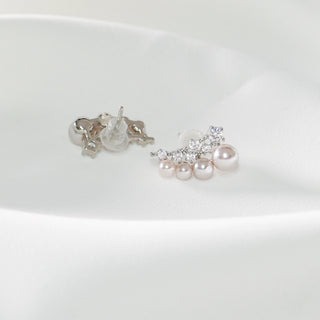 Lavender Faux Pearl & Cubic Zirconia Ear Climber Earrings