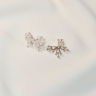Moonlit Silver-Tone Butterfly Pearl & CZ Stud Earrings