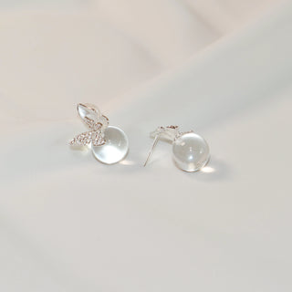 Mother-of-Pearl Pavé Butterfly Stud Earrings with Clear Orbs