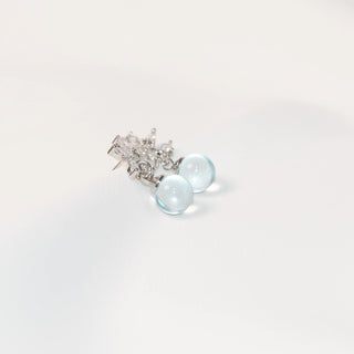 Ice Blue Dewdrop Cubic Zirconia Flower Stud Earrings