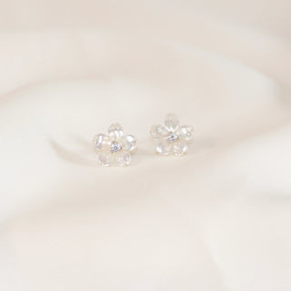 Mother of Pearl Flower Stud Earrings with Sterling Silver Posts
