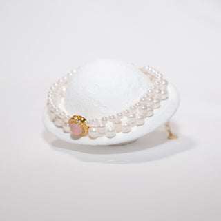 Pink Chalcedony & Pearl Jewelry Set | Necklaces, Bracelets & Ring