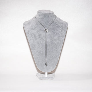 Adjustable Long Necklace & Stud Earrings in Sterling Silver-Pearl Cluster Jewelry Set