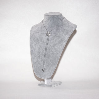 Adjustable Long Necklace & Stud Earrings in Sterling Silver-Pearl Cluster Jewelry Set