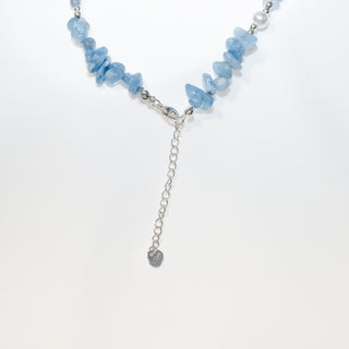 Glacier Blue Natural Gemstone & Pearl Jewelry Set – Necklace & Bracelet