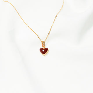 Double-Sided Red & White Shell Heart Necklace or Earrings with CZ, Gold Tone
