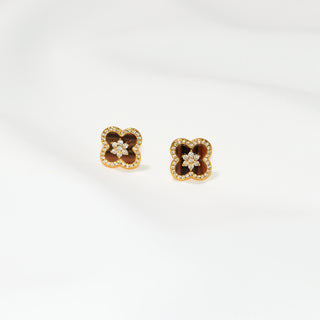 Sunset Glow Brown Clover Necklace, Stud Earrings & Bracelet