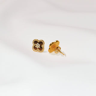 Sunset Glow Brown Clover Necklace, Stud Earrings & Bracelet
