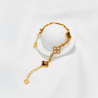 Sunset Glow Brown Clover Necklace, Stud Earrings & Bracelet
