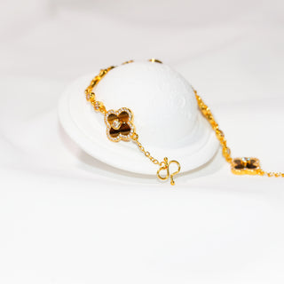 Sunset Glow Brown Clover Necklace, Stud Earrings & Bracelet