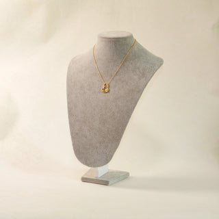 Gold-Plated CZ Floral Gourd Necklace & Stud Earrings Set