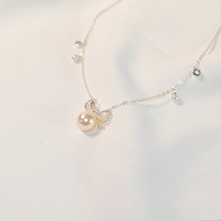 Blush Pink Pearl Bow Necklace & Stud Earrings | Prue White