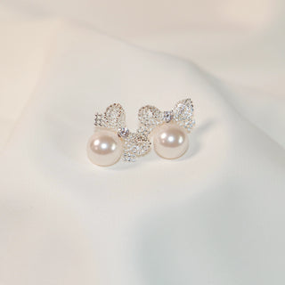 Blush Pink Pearl Bow Necklace & Stud Earrings | Prue White