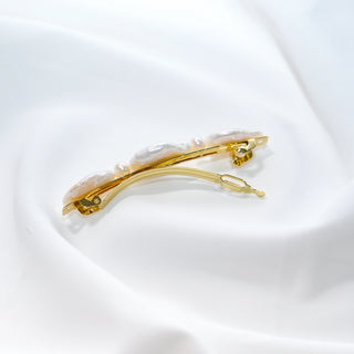 Freshwater Baroque Pearl Hair Barrette, Iridescent Gold Clip (4 Pearls, Optional Spacer)