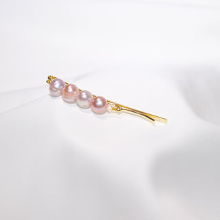 Four Pearl Hair Clip – Natural Freshwater Pearl Gold Hair Barrette