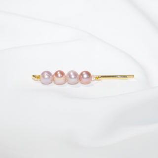 Four Pearl Hair Clip – Natural Freshwater Pearl Gold Hair Barrette