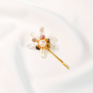 Multicolour Bead Freshwater Baroque Pearl Flower Hair Pin
