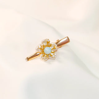 Pale Blue Freshwater Baroque Pearl Flower Hair Clip