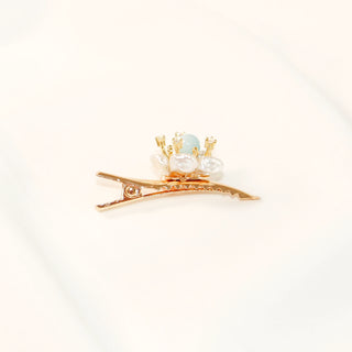 Pale Blue Freshwater Baroque Pearl Flower Hair Clip