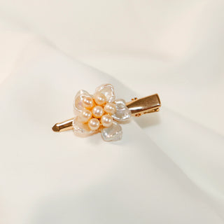 Peach Pearl Cluster Freshwater Baroque Flower Hair Clip