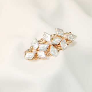 Freshwater Baroque Pearl Floral Gold-Tone Hair Barrette