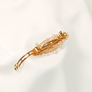Freshwater Baroque Pearl Floral Gold-Tone Hair Barrette