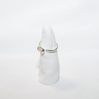Minimalist Freshwater Pearl Open Ring –  Silver Adjustable Ring