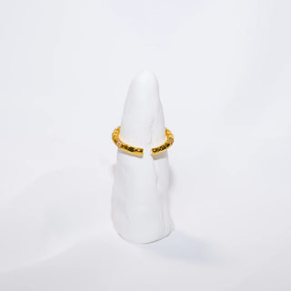 Golden Bamboo Ring – Gold-Plated with Zirconia Stones