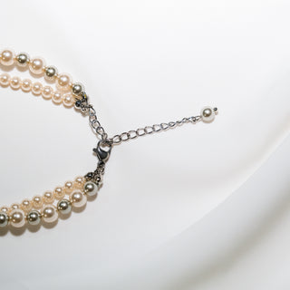 Double Strand Pearl Bracelet with Blue Topaz & CZ Accents