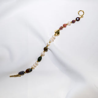 Pearl & Brown Stone Bracelet with OT Clasp