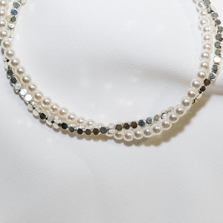 Silver Plated Double Layer Pearl Bracelet