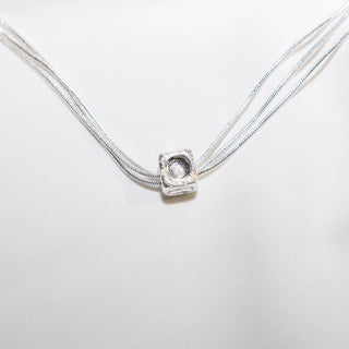 S925 Sterling Silver Matte Cube Necklace
