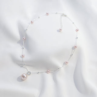 Rose Pink Pearl & Sterling Silver Necklace – Elegant Drop Pendant