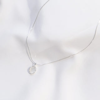 S925 Sterling Silver Snake Chain Necklace with Moonstone Pendant